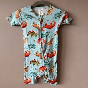 Gerber Baby Blue Dinosaur Print Zip up Shorty Shorts‎ Sleeper Size 12 Months